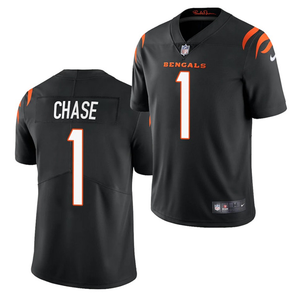 Men's Black Cincinnati Bengals #1 Ja'Marr Chase 2021 NFL Draft  Vapor Untouchable Limited Stitched Jersey
